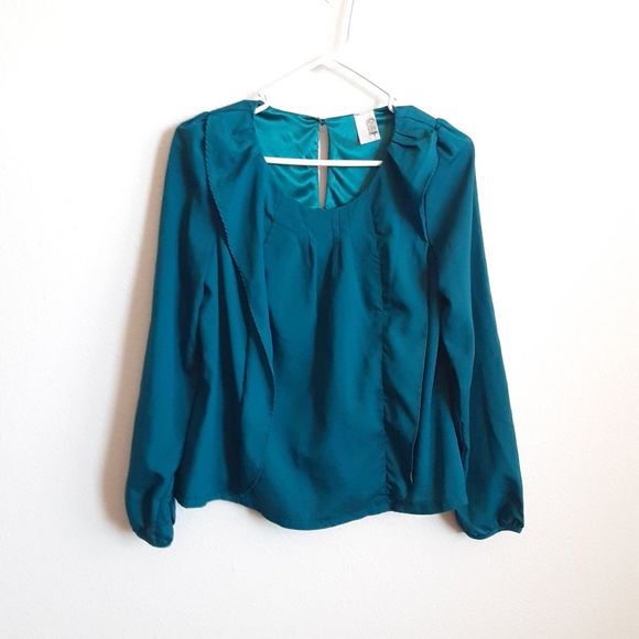 Francesca long sleeve teal blouse small - Picture 1 of 5